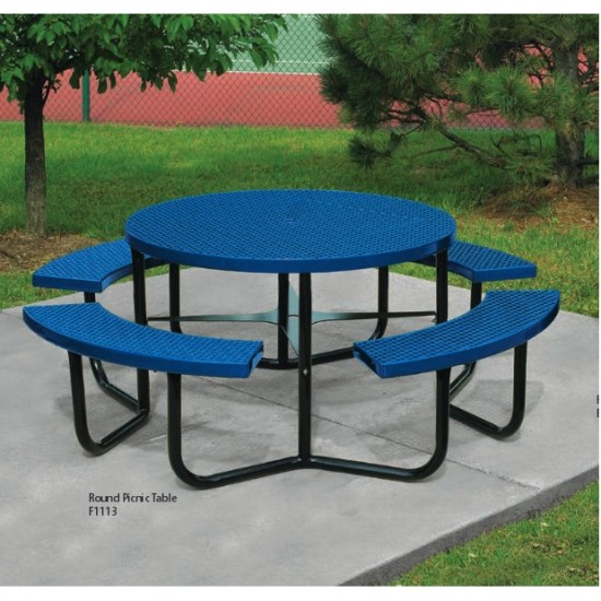 طاولة حديد شكل دائري لون ازرق