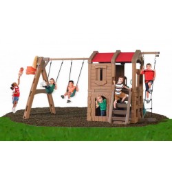 مجمع العاب بيت مع مرجحتين مع تسلق ومرمى كرة سلة